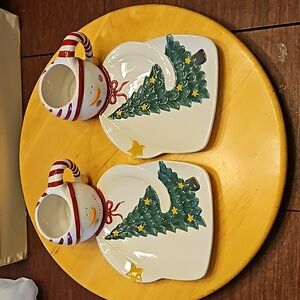 Snowman 2 piece mug & plate sets